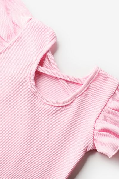 Le Mabelle Pink Girl's T-Shirt with Cross Back - Julie