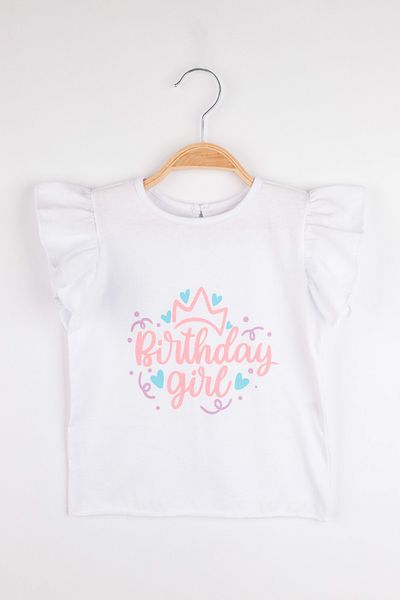 Le Mabelle Olena - White Crown Printed T-shirt for Girls