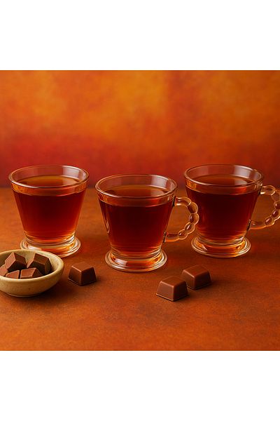 Mapple Home Crystal Elegance Set of 3 Glass Tea Cups with Beaded Handles - Coffee and Dessert Presentation 160 ml