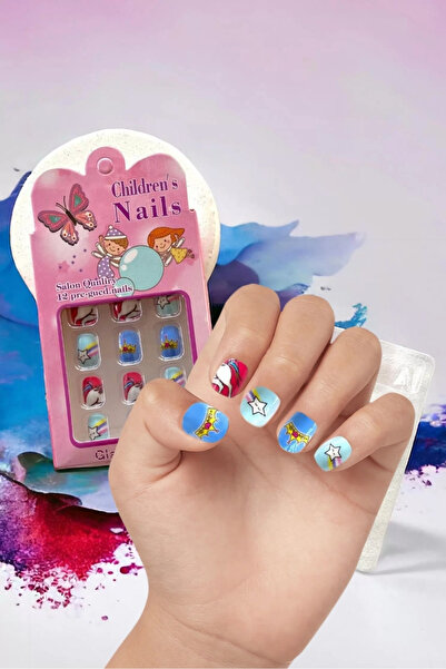 Le Mabelle Çok Renkli Unicorn Desenli Kız Çocuk Takma Tırnak