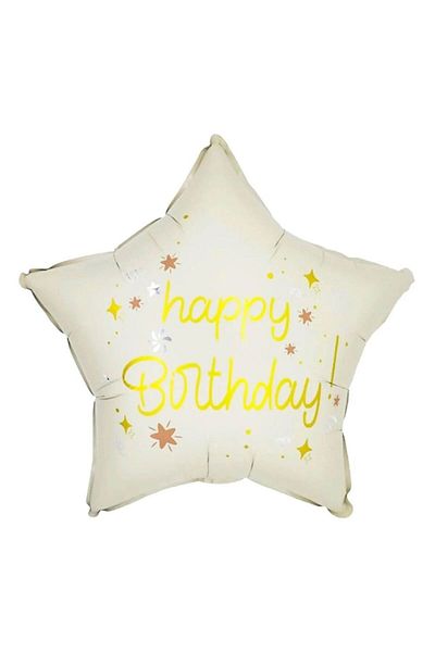 Le Mabelle White Happy Birthday Written Star Balloon