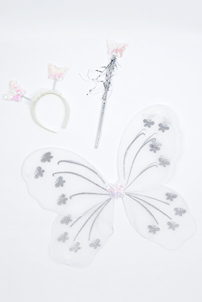 Le Mabelle Beyaz Kelebek Kanat Asa Taç 3'lü Set