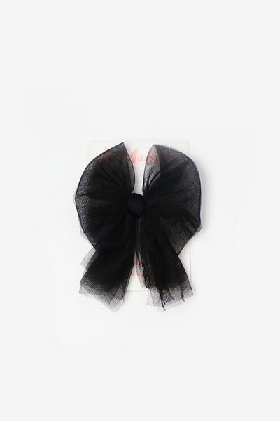 Le Mabelle Girl's Black Tulle Bow Clip - Buckle