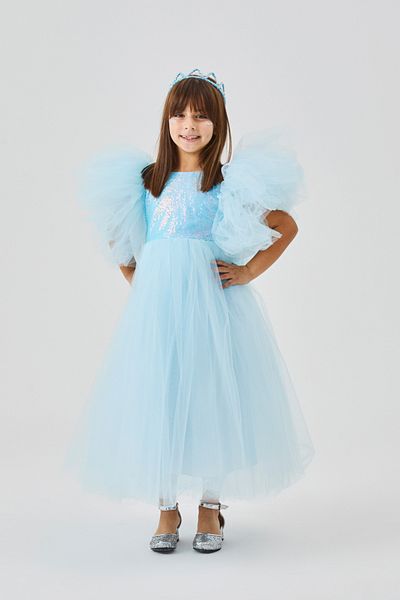 Le Mabelle Blue Sequined Girl's Tulle Dress - Halsey