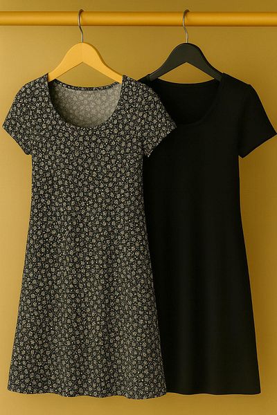 COTENCONCEPT 2 Pieces Draped Comfortable Fit Daily Combed Cotton Fabric Dress