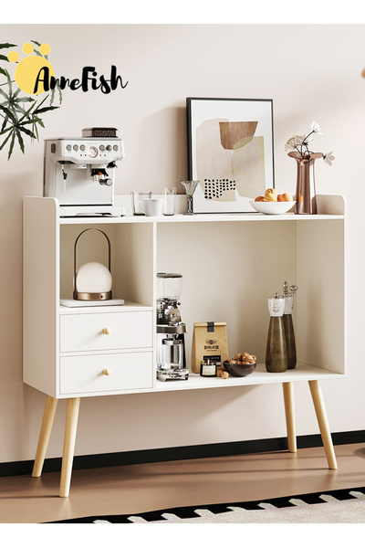 AnneFish 100*35*80cm Coffee Corner Coffee Cabinet Shelf Drawers Display Cabinet Kitchen Bakers Rack Sideboard