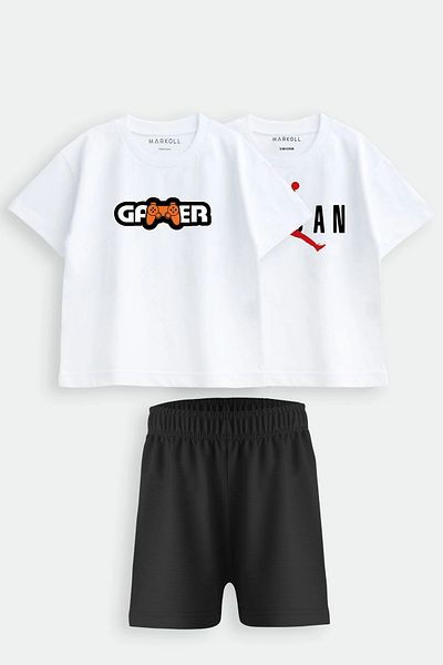 MARKOLL 5-12 Years Boys Shorts Set 2 T-Shirts 1 Shorts