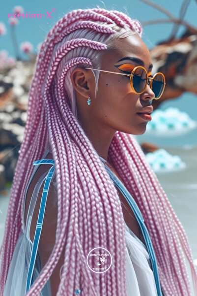Afrika Örgüsü Ve Rasta Için Sentetik Saç 165gr 210cm Pink2