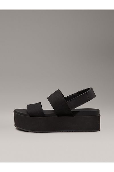 Calvin Klein Women's Black Platform Logo Sandals