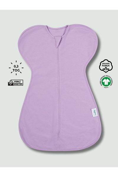 Zuppers 3-6 Months Butterfly Patterned Organic Cotton Sleeping Bag - Lilac - 0.3 Tog