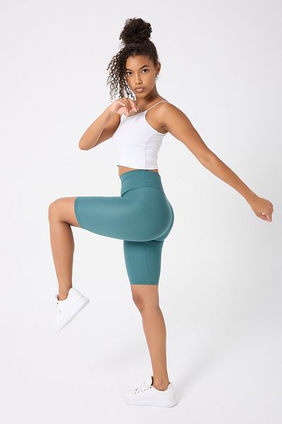 Myluvi Women's High Waist Gathering Effect Scuba Diver Sports Biker Shorts