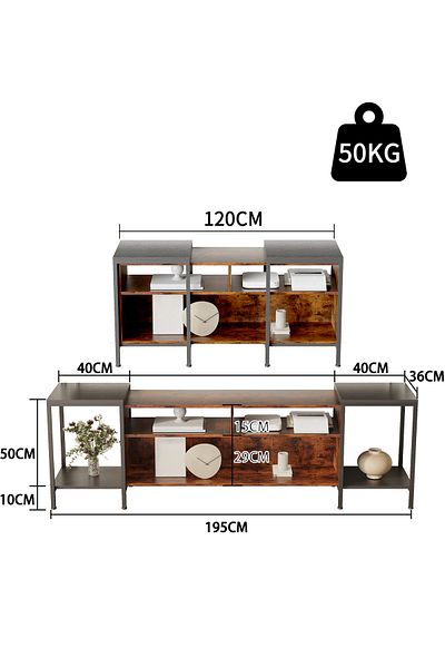 AnneFish 120-195cm Retractable TV Stand Up To 85 Inch TV Cabinet Table Entertainment Center TV Media Console