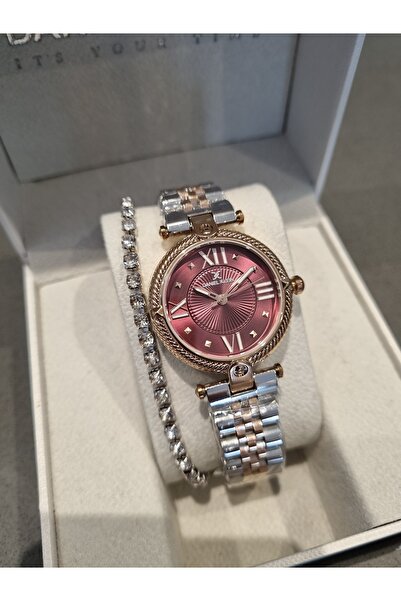 Daniel Klein New Model Dk - Rose Bicolor Steel Bracelet Plum Dial Women's Wristwatch+Gift Bracelet