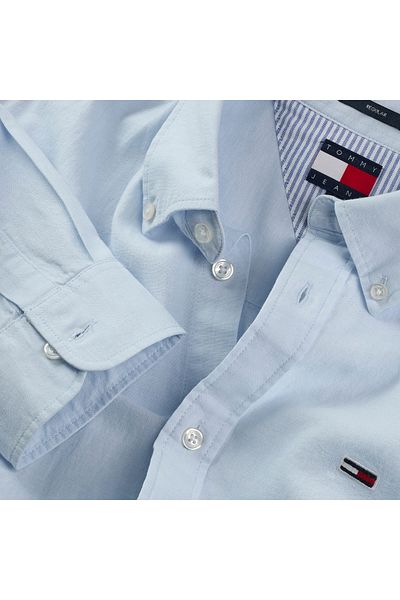 Tommy Hilfiger Tjm Reg Linen Blend Dlouhá pánská modrá košile