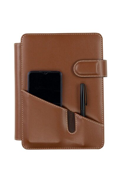 2K 2026 Yeni Yıl Organizer Ajanda Telefon Kılıflı Tarihli Çizgili 4 Halkalı Vegan Deri 20x26 Cm.