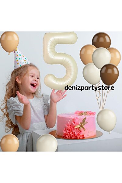 Deniz Party Store مجموعة بالونات كريمية بعمر 5 سنوات، 4 رمال بحرية، 4 ألوان، ...