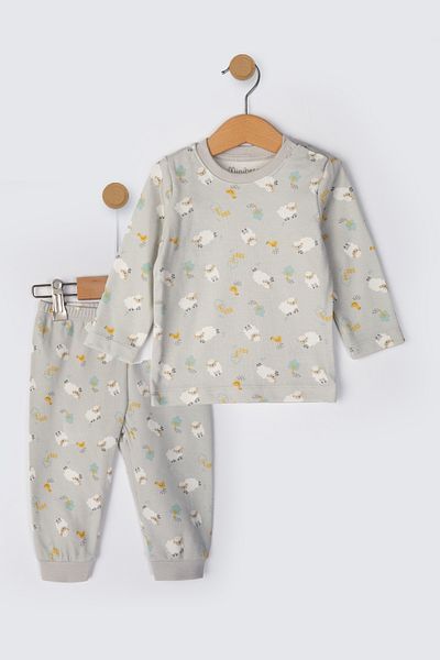 Minibess 100% Cotton 2-Piece Printed Baby Pajama Set 3 - 24 Months