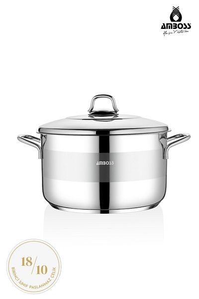 Amboss Saphire Stainless Steel 28 cm Deep Pot with Steel Lid