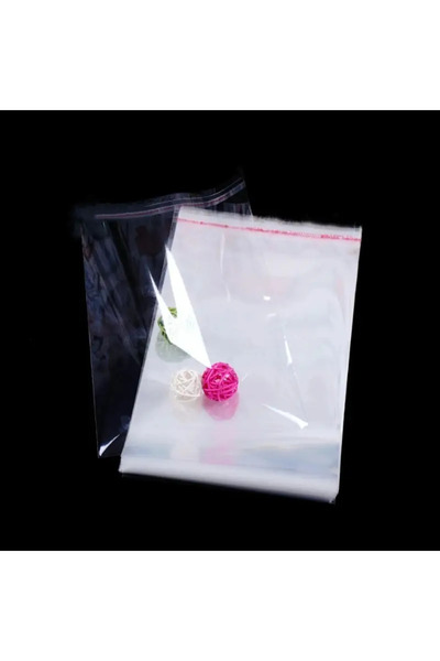 HG Tedarik 100 Adet 15x25 Cm Bantlı Şeffaf Opp Jelatin Poşet ( 15x20 5 Cm)