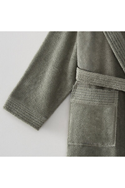 Ecocotton Ecosoft New Women's Bathrobe 100% Organic Cotton Dobby Green