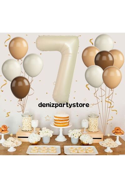 Deniz Party Store مجموعة بالونات كريمية بعمر 7 سنوات مكونة من 4 رمال بحرية و4...