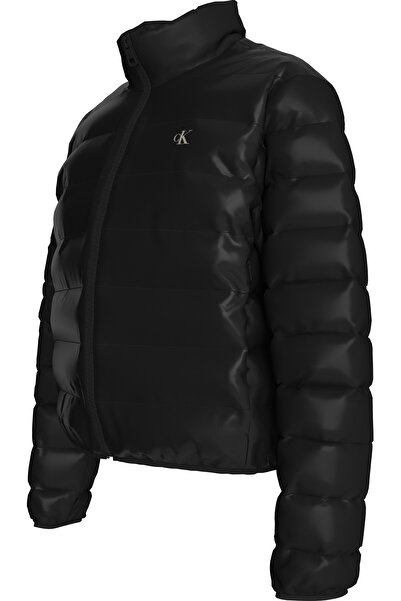 Calvin Klein Kadın Parlak Siyah Mont - Marka Logolu Ul Down Shıne Puffer Mont