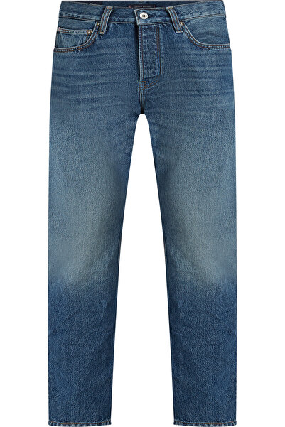 Tommy Hilfiger Men's Regular Waist Antique Detailed Straight Fit Blue Jeans - Stylish and Comfortable Design