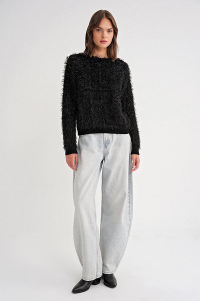 Mixray 6918 Black Long Bearded Women's Sweater