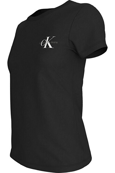 Calvin Klein Women's Brand Logo Organic Cotton Blue T-Shirt Suitable for Daily Use J20J219734 0K6