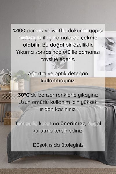 Sevim Double Waffle Pike 210X230Cm, 100% Cotton, Honeycomb Design, Indigo