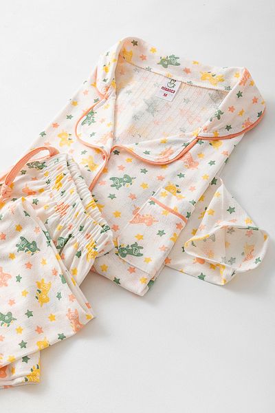 nisaNCa Long Sleeve Shirt Collar Women's Pinterest Pajama Set - Seasonal Women's Pajamas- Plus Size Range