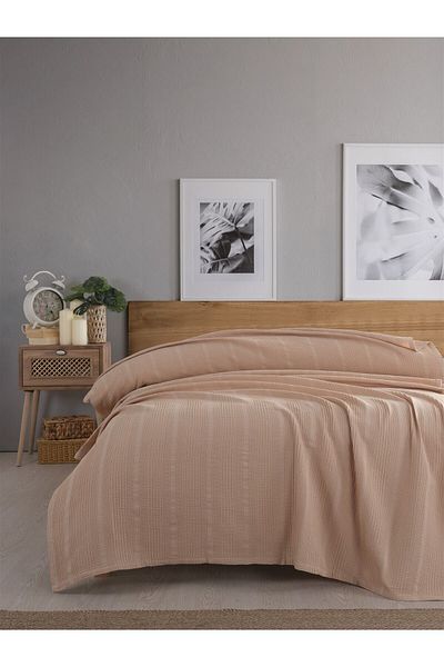 Sevim Beige Waffle Oilcloth 160X230Cm, 100% Cotton, Honeycomb Design