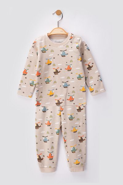 Minibess 100% Cotton 2-Piece Printed Baby Pajama Set 3 - 24 Months
