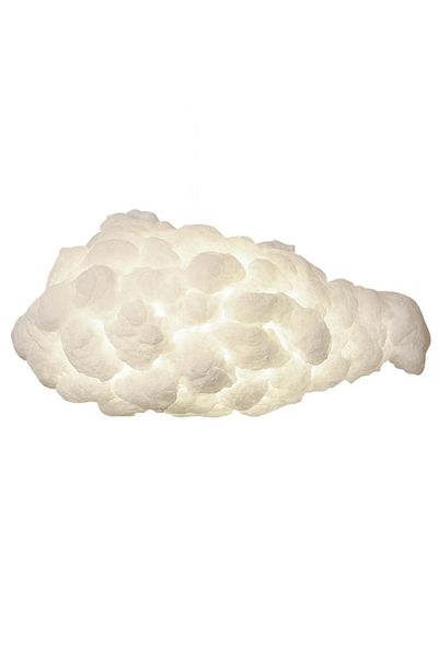 LUXXO Cotton XL chandelier, 6xE27, imitation cotton body, fluffy cloud design, 120×55×45 cm