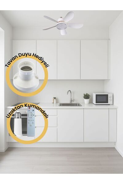 Hooger German Tavan Vantilatörü 3 Renk Led Işık 3 Kademe Hız Modu Sessiz 5 Kanat Kumandalı Fan