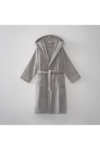 Ecocotton Ecosoft New Men's Bathrobe 100% Organic Cotton Dobby Gray