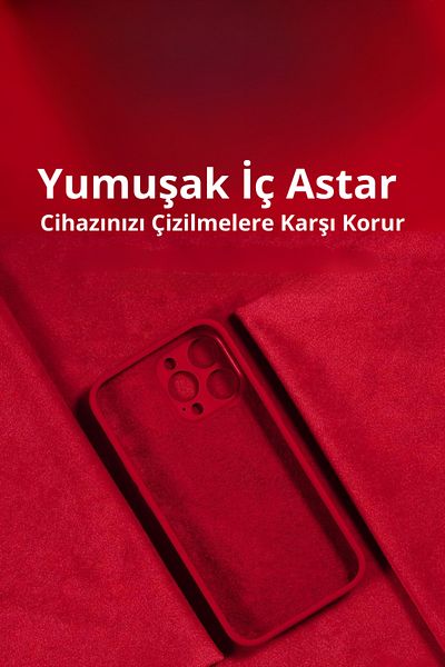EVAX (Astarli) iPhone 16 Pro Max Compatible Lined Outside Silicone Inside Velvet Flexible Soft Silicone Case