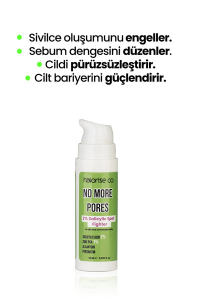 Halorise co. Akneli Yağlı Ciltler Için Ve Siyah Nokta Karşıtı %2 Salisilik Asit Serum – 15ml