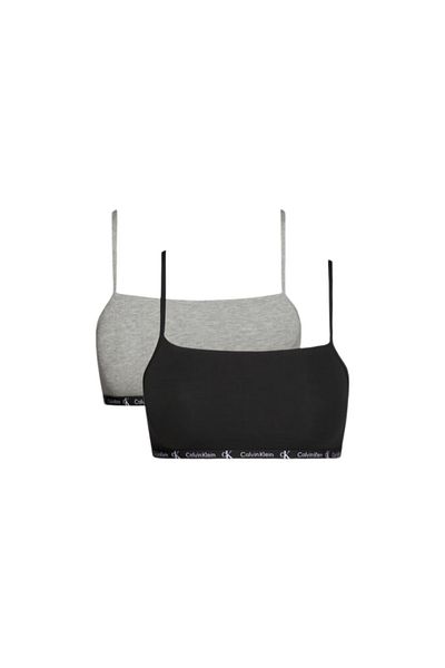Calvin Klein Жіночий спортивний бюстгальтер Calvin Klein з еластичною стрічкою, чорно-сірий 000QF7215E BGH