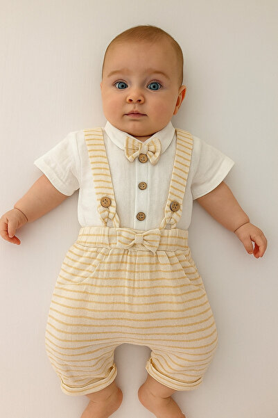 BYMURAT BABY Erkek Bebek Müslin Gömlek Salopet Takım