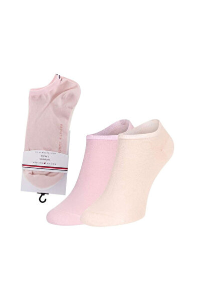 Tommy Hilfiger Kadın / Kız Marka Logolu Pamukllu Kısa Günlük Kullanıma Uygun Pembe Çorap FBA3424001