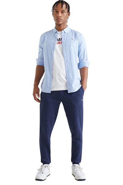 Tommy Hilfiger Erkek Marka Logolu Streç Pamuklu Yarı Yatık Yakalı Şık Görünümlü Günlük Kullanıma Uyg