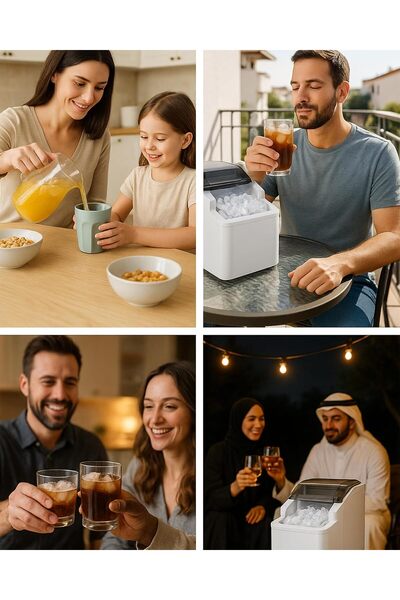 LIVVY آلة صنع الثلج، آلة صنع مكعبات الثلج الأوتوماتيكية المحمولة على سطح الطاولة