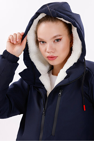 freemen Жіночий темно-синій зимовий пальто з капюшоном, водонепроникний та вітрозахисний