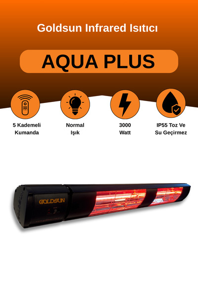 GOLDSUN Aqua Plus 3000 Watt GSA30P Kumandalı Suya Dayanıklı Elektrikli İnfrar...