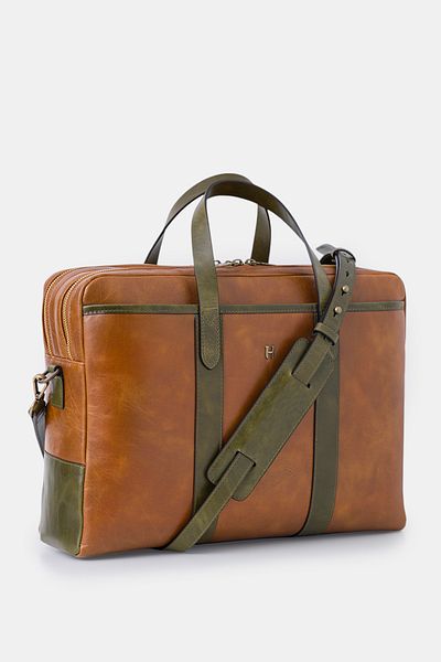 HELMBROOK Benedict Genuine Leather Men's 15.6" Two-Compartment Laptop Bag