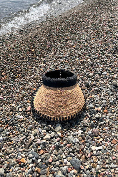 Remsa Mayo Zigzag Piping Visor Straw Hat Sunscreen Visor Rş-2104 Camel