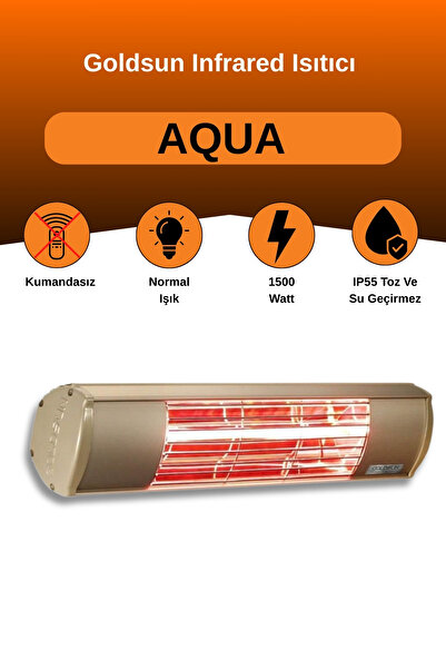 GOLDSUN Aqua 1500 Watt GSA15 Kumandasız Suya Dayanıklı Elektrikli İnfrared Isıtıcı-Bej