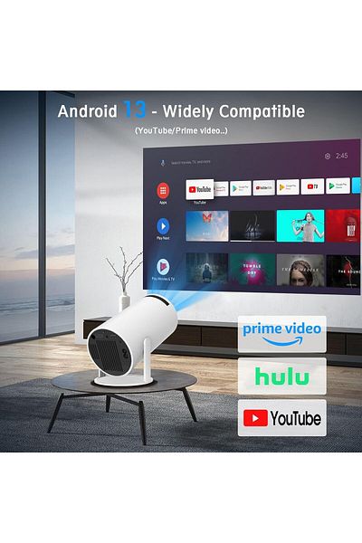 LIVVY HY300 Mini Projector – 1080P HD, Android System, Rotating Display