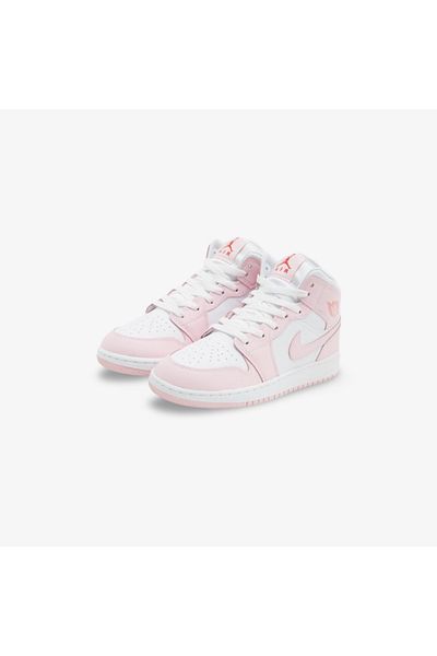 JORDAN Air 1 Mid 'Pink Foam Fire Red'